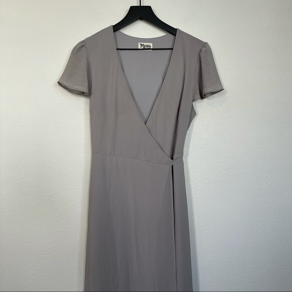 Show Me Your MuMu Noelle Wrap Dress Dove Gray Medium - Picture 5 of 13